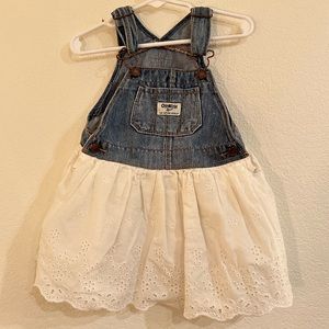 OshKosh B'gosh Kids Jean Dress Overalls, Cut White Eyelet Skirt, 12-18 months